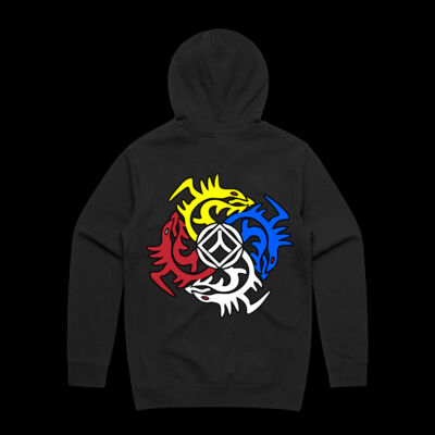 Adults Black 4Dragons Hoodie with Back Print Thumbnail