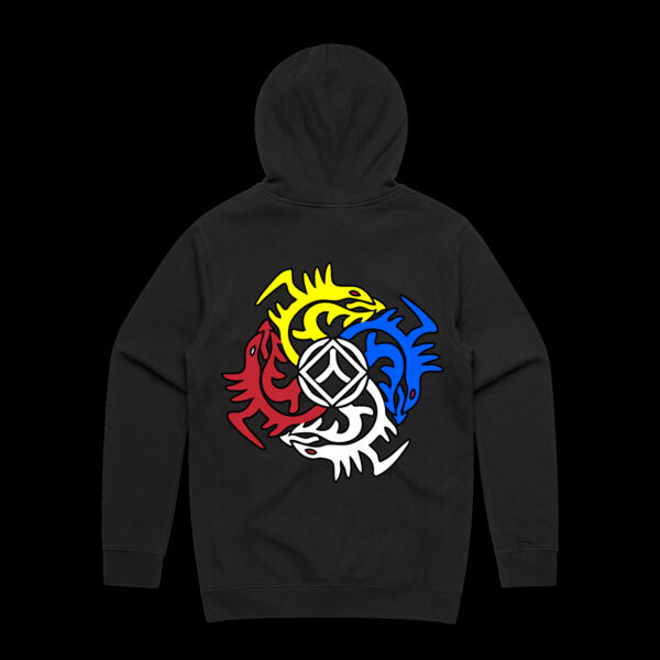Adults Black 4Dragons Hoodie with Back Print Thumbnail
